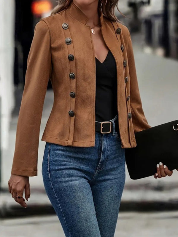 Structured Cropped Faux Suede Jacket Jackets | Chuzko.com