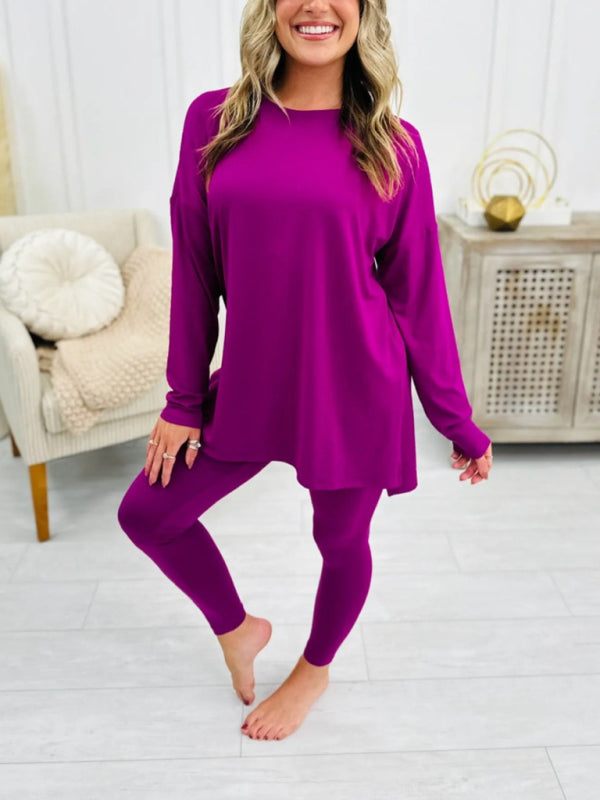 Asymmetrical Pullover & Leggings Matching Set Matching Sets | Chuzko.com