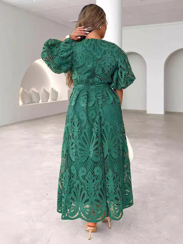 Elegant Lace Overlay Cocktail Maxi Dress Cocktail Dresses | Chuzko.com