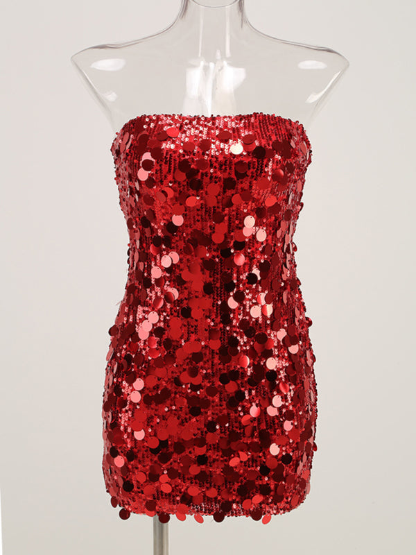 Sequin Disco Bodycon Dress for New Year's Eve Sparkle Dresses | Chuzko.com