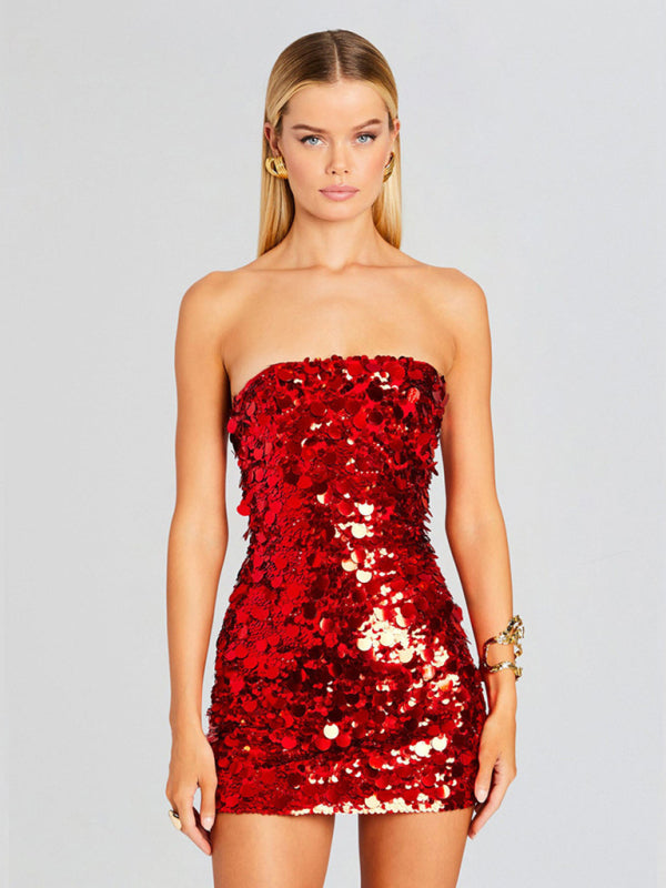 Sequin Disco Bodycon Dress for New Year's Eve Sparkle Dresses | Chuzko.com