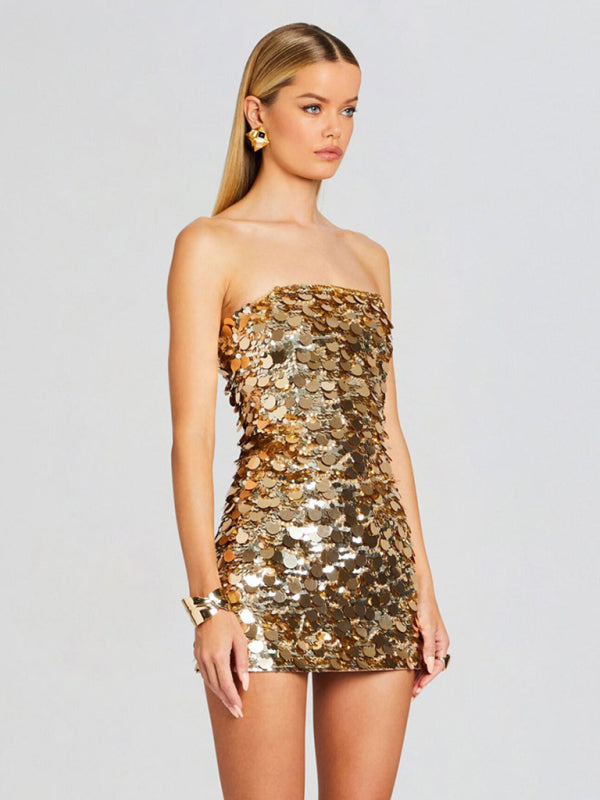 Sequin Disco Bodycon Dress for New Year's Eve Sparkle Dresses | Chuzko.com