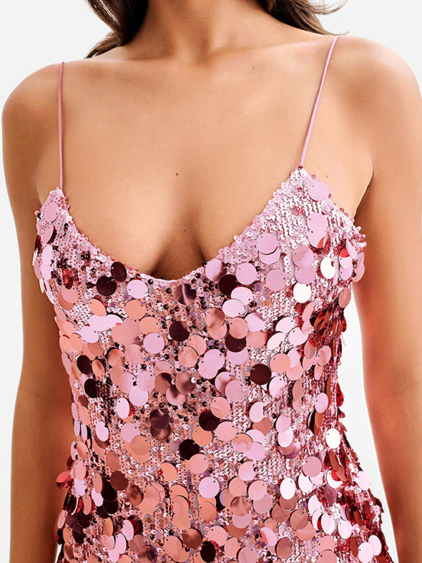 Glittering Sequin Cami Dress for Fashion Shows Sequined Dresses | Chuzko.com