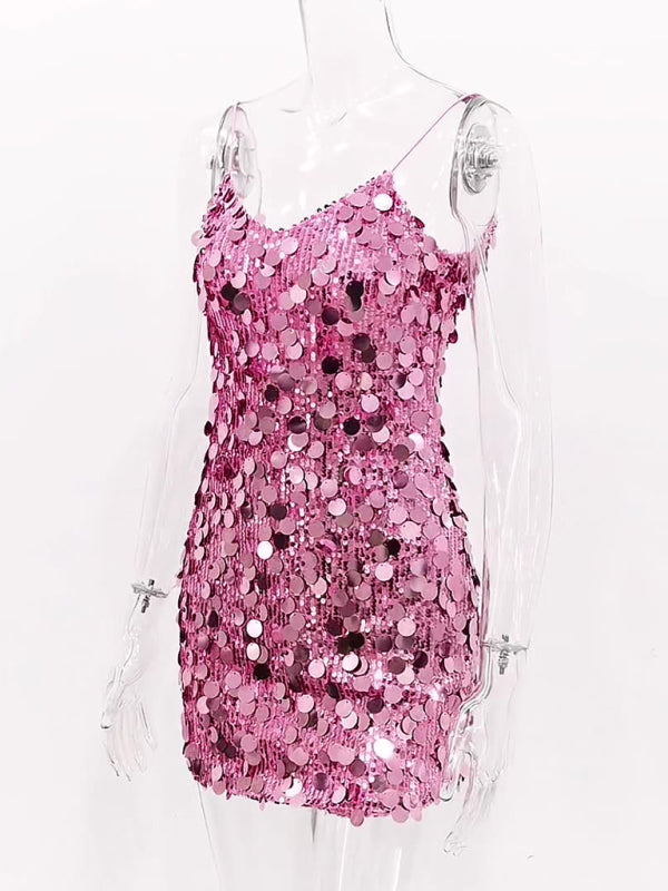 Glittering Sequin Cami Dress for Fashion Shows Sequined Dresses | Chuzko.com