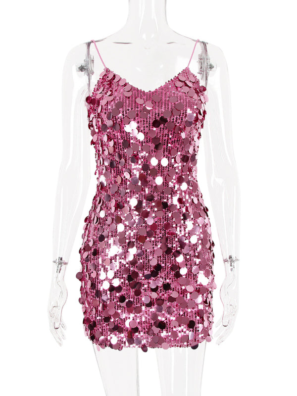 Glittering Sequin Cami Dress for Fashion Shows Sequined Dresses | Chuzko.com