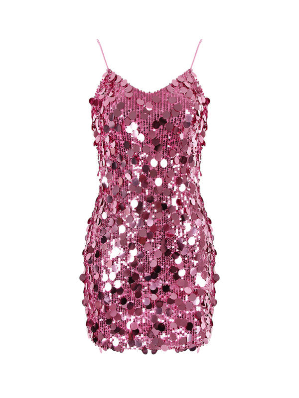 Glittering Sequin Cami Dress for Fashion Shows Sequined Dresses | Chuzko.com