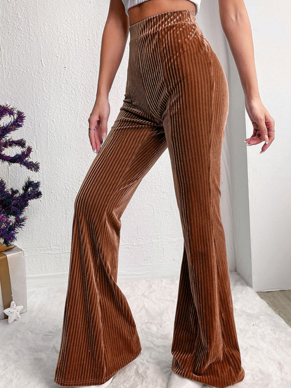 Retro Corduroy High-Waisted Flare Pants for Trendsetters	