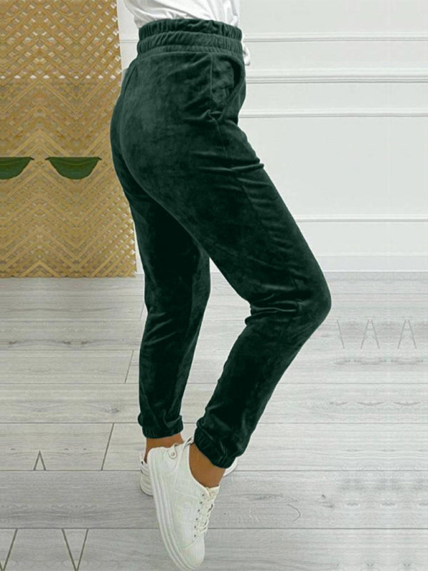 Velvet Drawstring Pencil Pants – Fall/Winter Velour Sweatpants | Chuzko.com