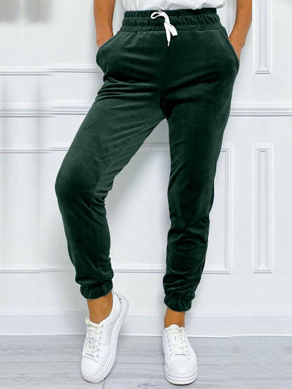 Velvet Drawstring Pencil Pants – Fall/Winter Velour Sweatpants | Chuzko.com