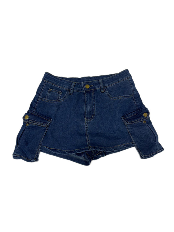 Frayed Denim Skort Fringe Mini Skirt with Shorts Skorts | Chuzko.com