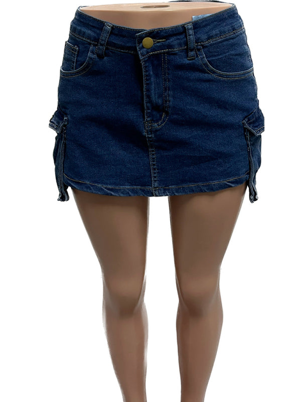 Frayed Denim Skort Fringe Mini Skirt with Shorts Skorts | Chuzko.com