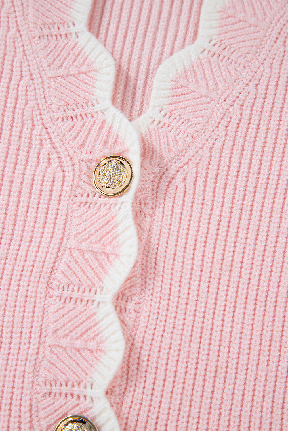 Buttoned Knitwear Scalloped Cardigan Cardigans | Chuzko.com