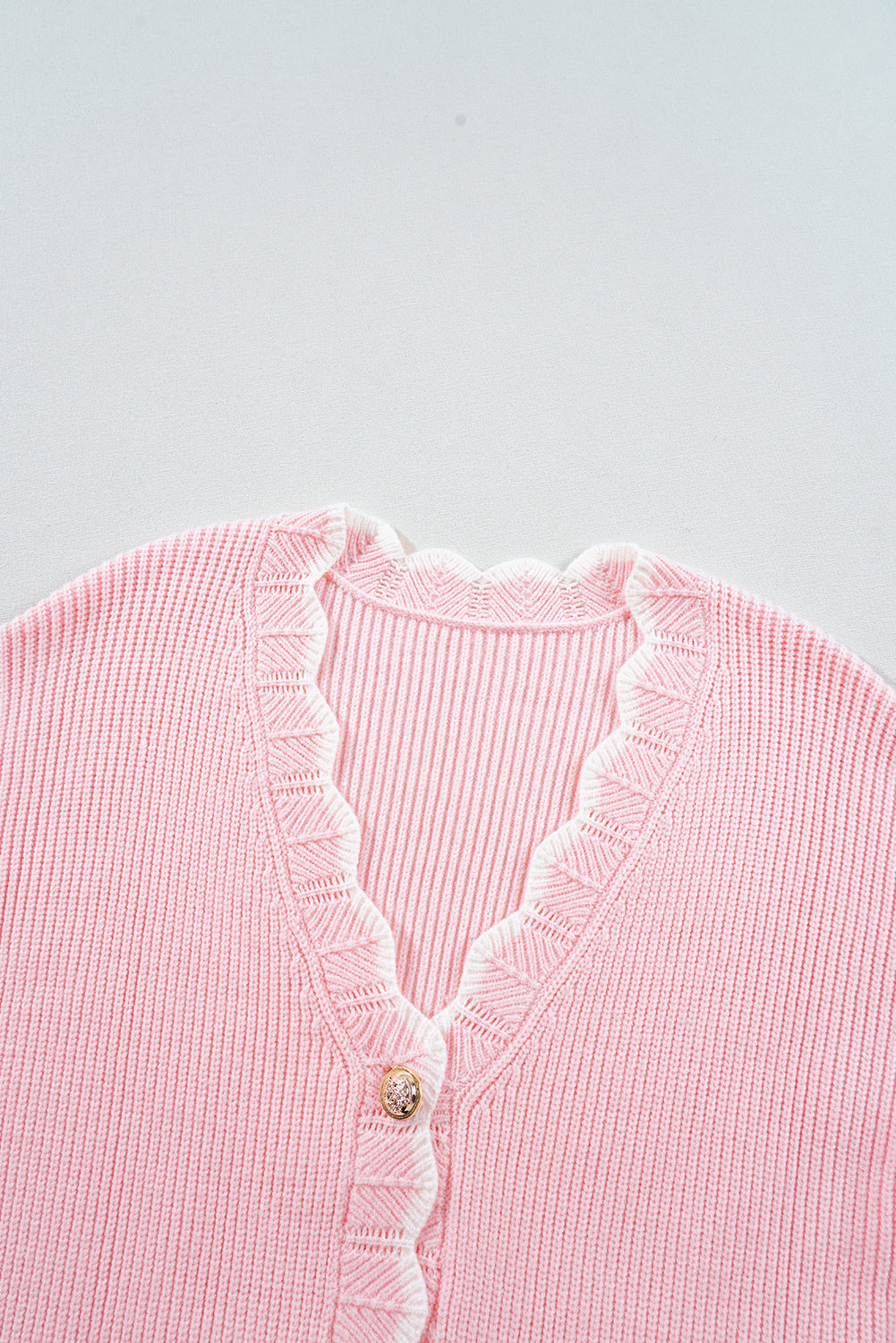 Buttoned Knitwear Scalloped Cardigan Cardigans | Chuzko.com