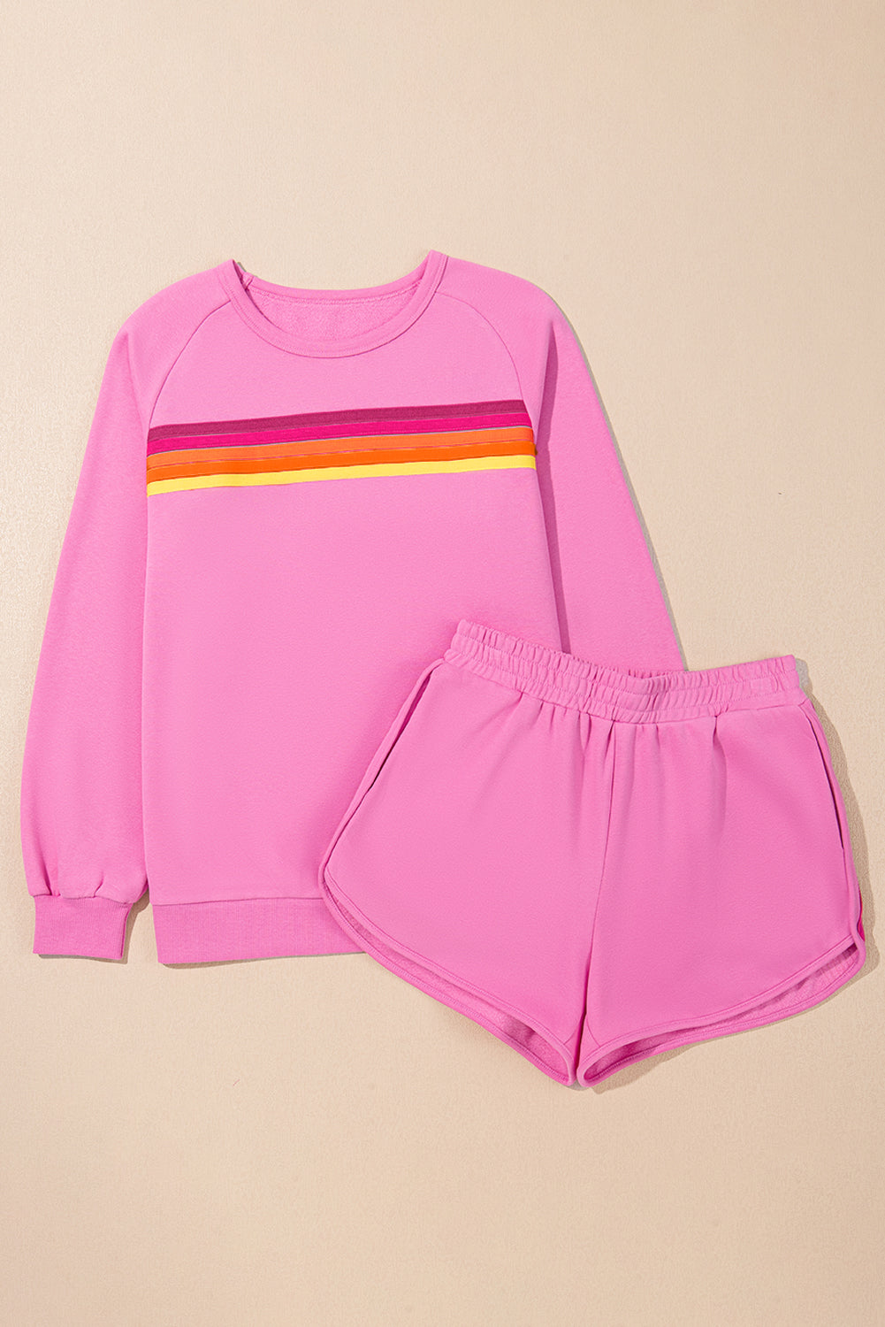 Striped Cotton Lounge Set Pullover & Shorts Short Sets | Chuzko.com