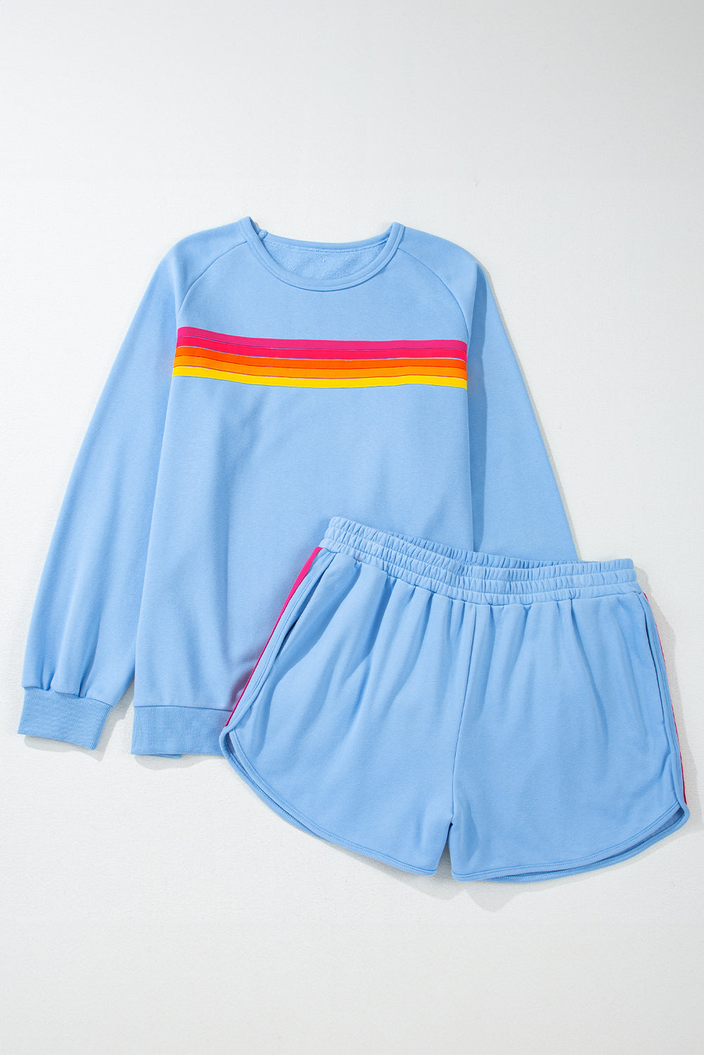 Striped Cotton Lounge Set Pullover & Shorts Short Sets | Chuzko.com