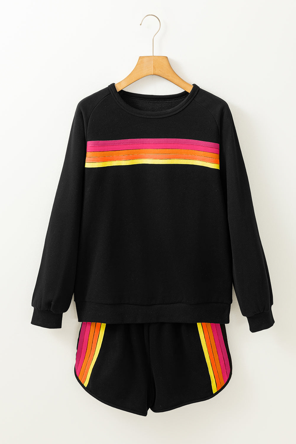 Striped Cotton Lounge Set Pullover & Shorts Short Sets | Chuzko.com