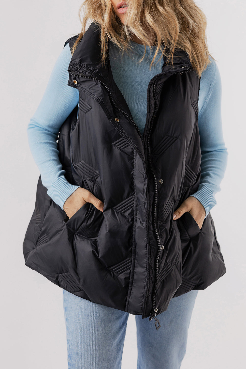 High-Neck Zip Quilted Vest – Essential Fall Layer Vests | Chuzko.com