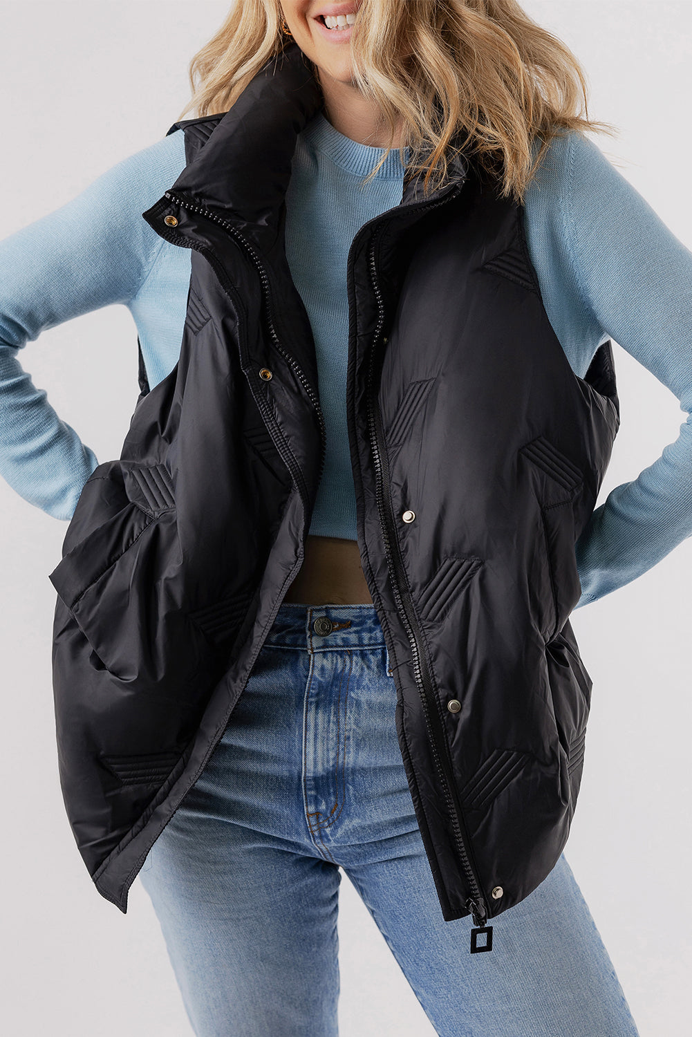 High-Neck Zip Quilted Vest – Essential Fall Layer Vests | Chuzko.com