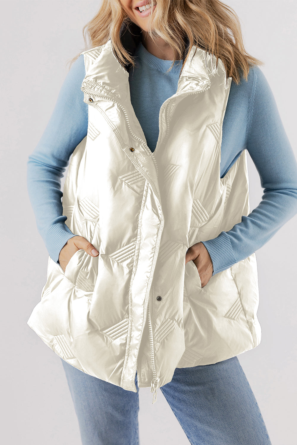 High-Neck Zip Quilted Vest – Essential Fall Layer Vests | Chuzko.com