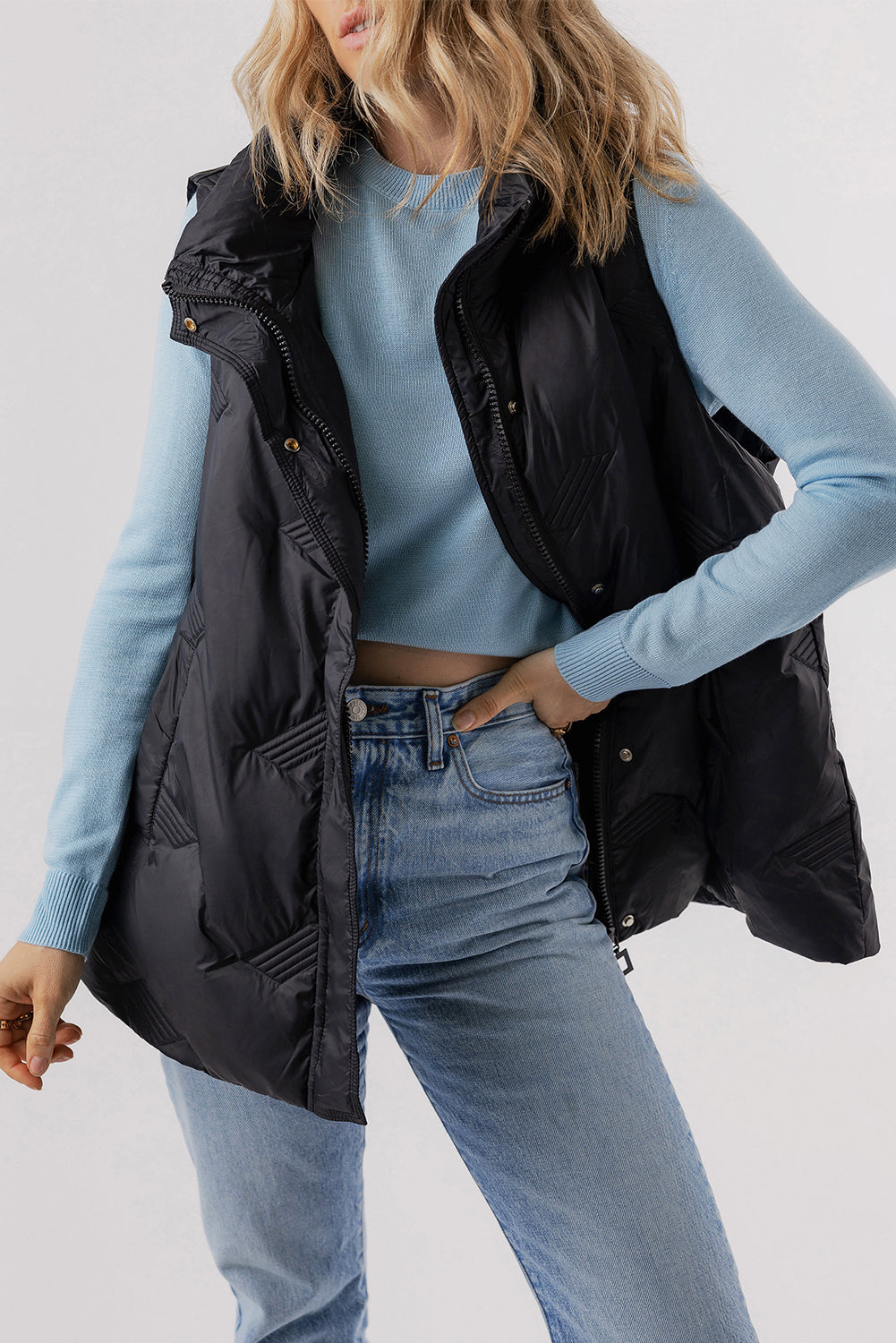 High-Neck Zip Quilted Vest – Essential Fall Layer Vests | Chuzko.com