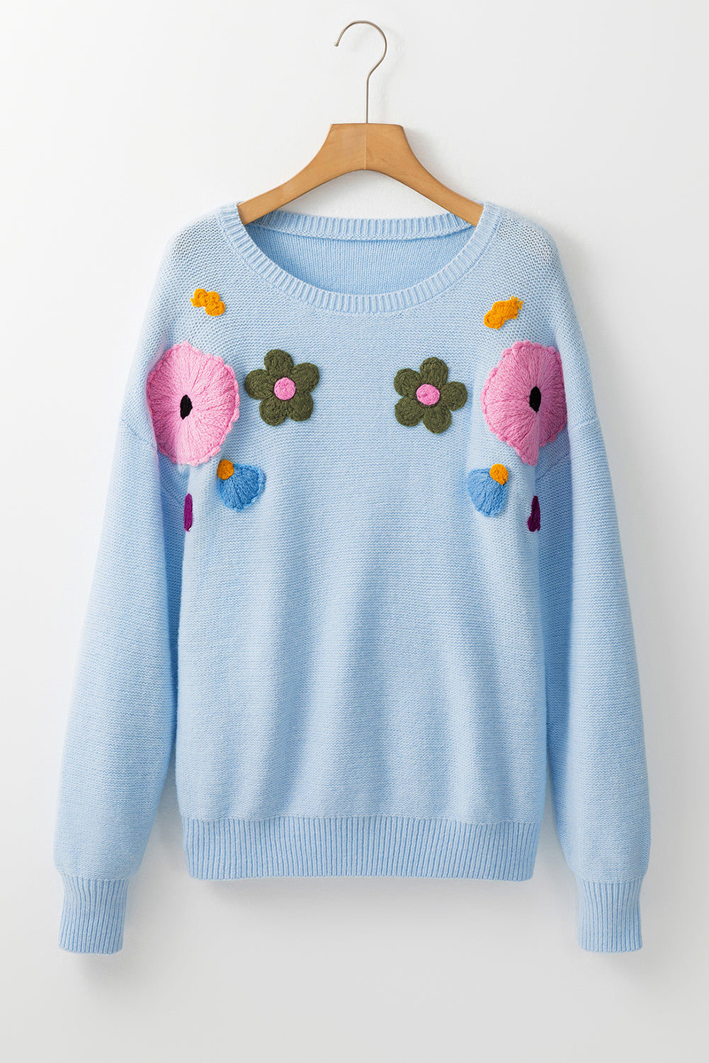 Embroidered Floral Knit Sweater Sweaters | Chuzko.com