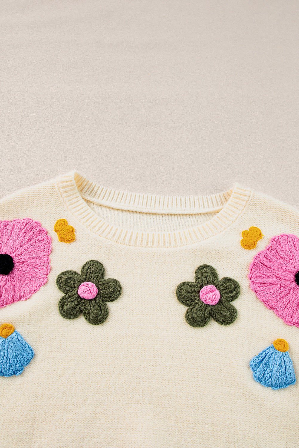 Embroidered Floral Knit Sweater Sweaters | Chuzko.com