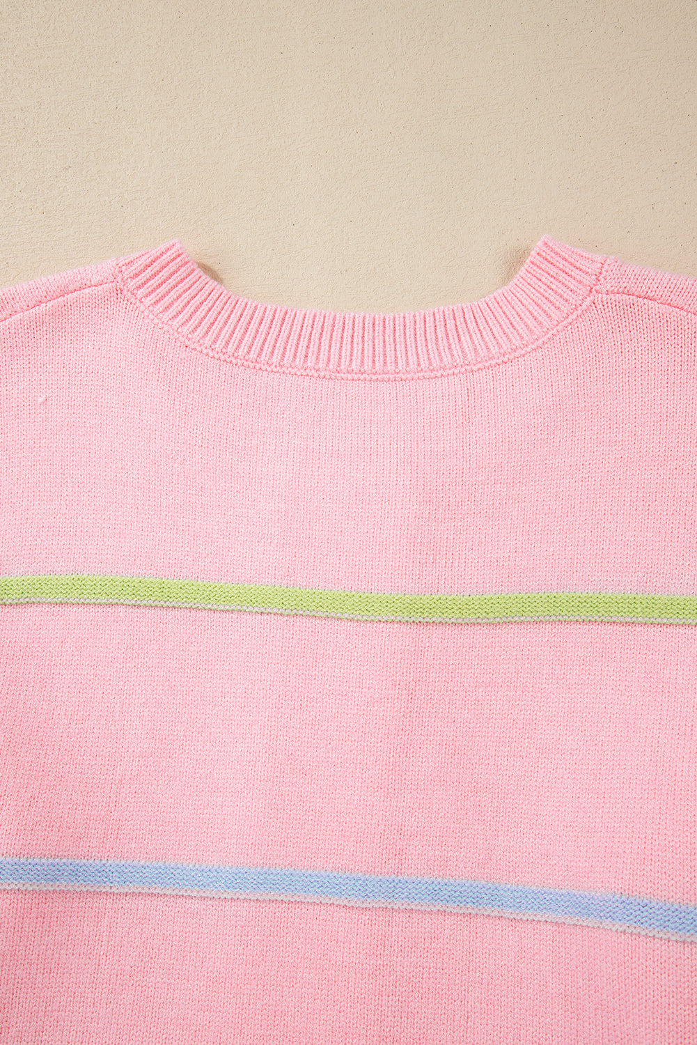 Pastel Striped Henley Sweater Drop Shoulder Knit Jumper Sweaters | Chuzko.com