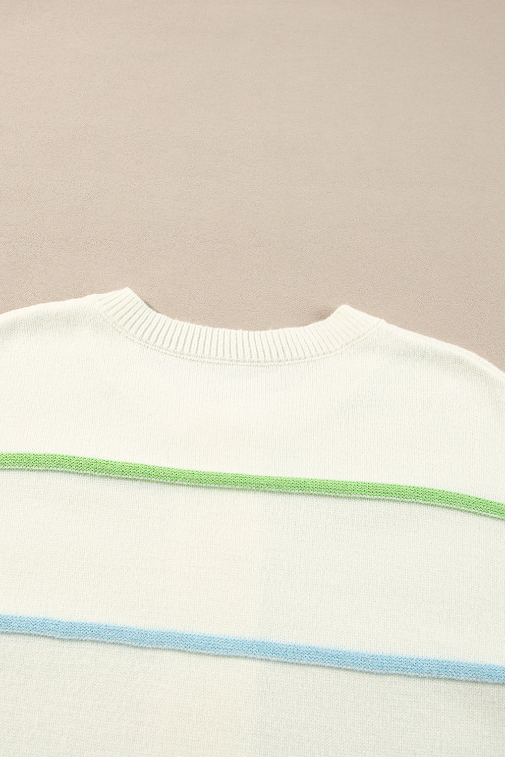 Pastel Striped Henley Sweater Drop Shoulder Knit Jumper Sweaters | Chuzko.com