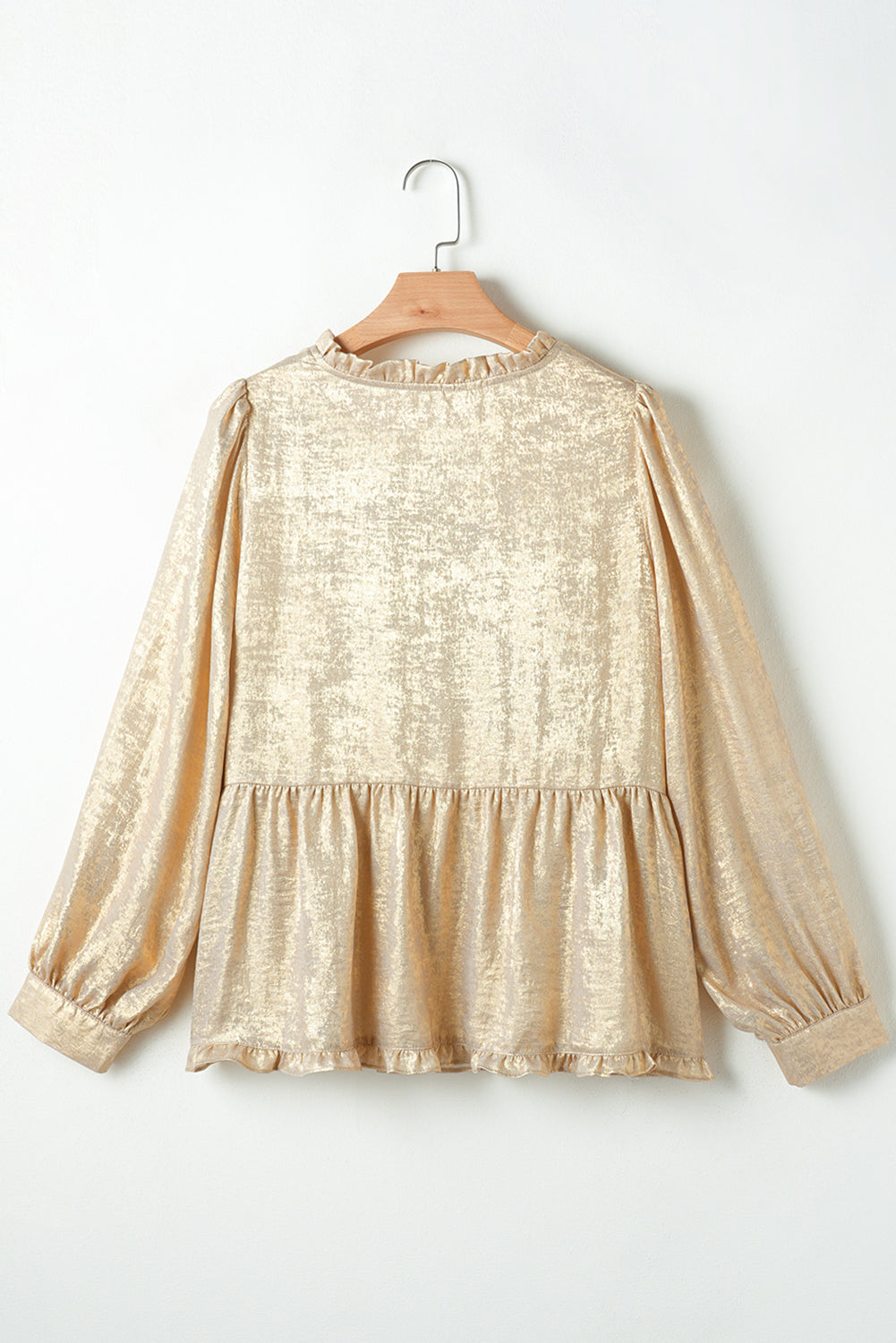 Metallic Frilled V-Neck Blouse Sparkle Top Blouses & Shirts | Chuzko.com