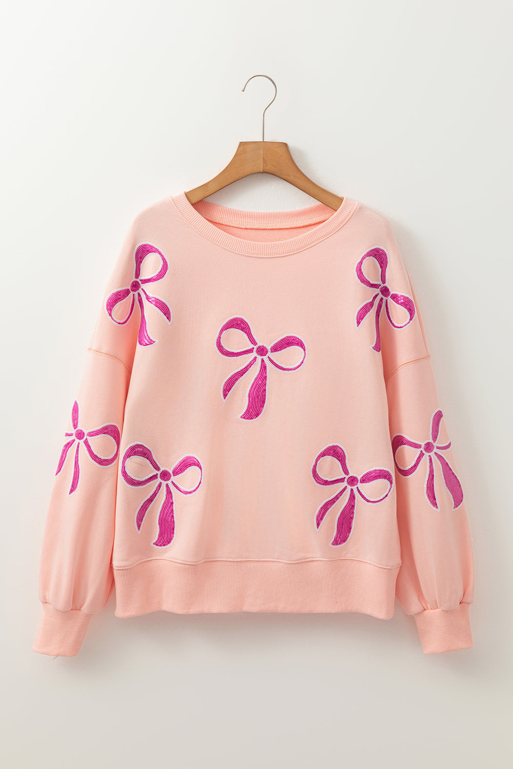 Oversized Sweatshirt with Sequined Bows Sweatshirts & Hoodies | Chuzko.com