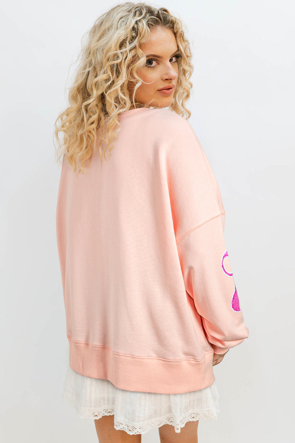 Oversized Sweatshirt with Sequined Bows Sweatshirts & Hoodies | Chuzko.com