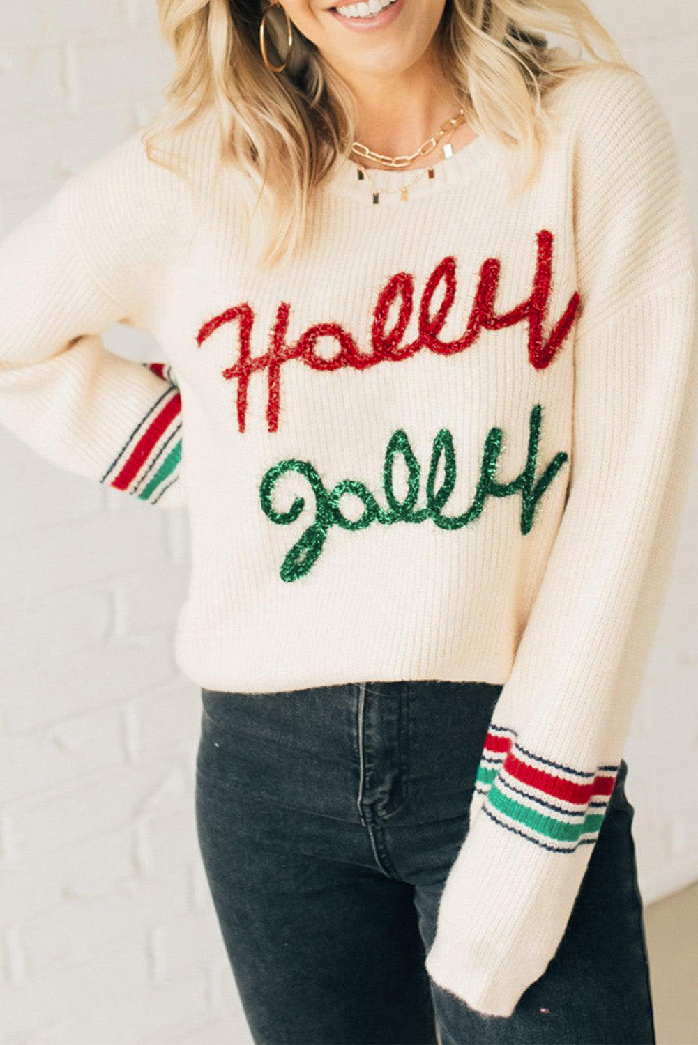 Holly Jolly Festive Sweater Christmas Jumper Sweaters | Chuzko.com