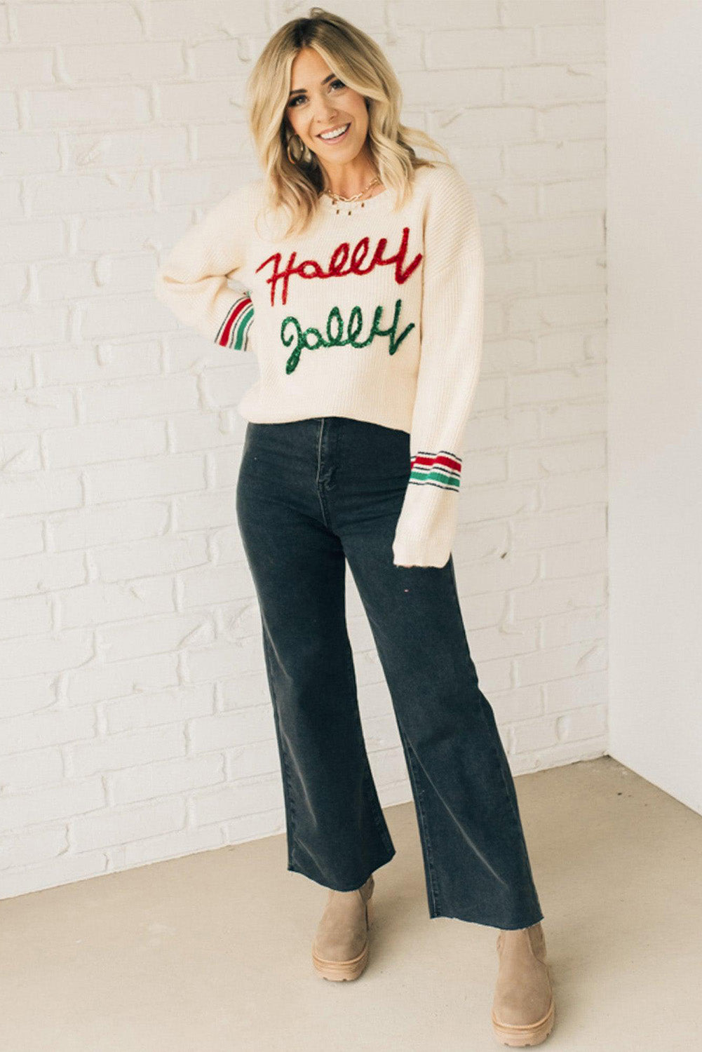 Holly Jolly Festive Sweater Christmas Jumper Sweaters | Chuzko.com