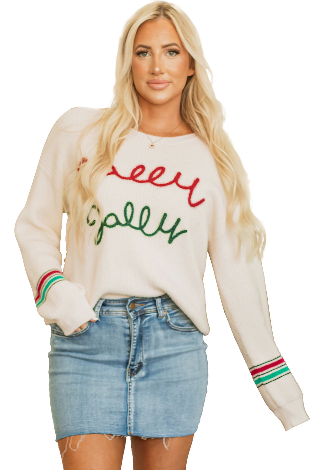 Holly Jolly Festive Sweater Christmas Jumper Sweaters | Chuzko.com