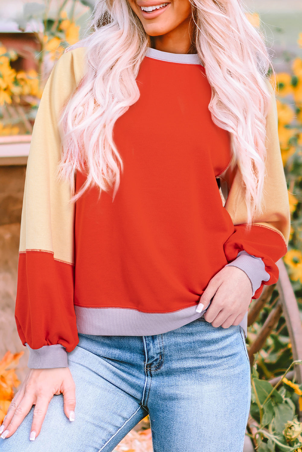 Trendy Color Block Raglan Top for Fashion-Forward Women	