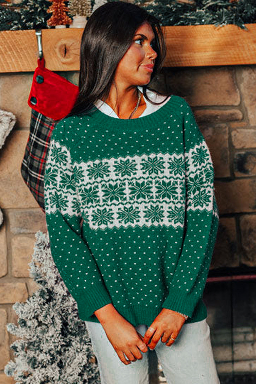 Festive Snowflake Christmas Sweater Holiday Jumper Sweaters | Chuzko.com