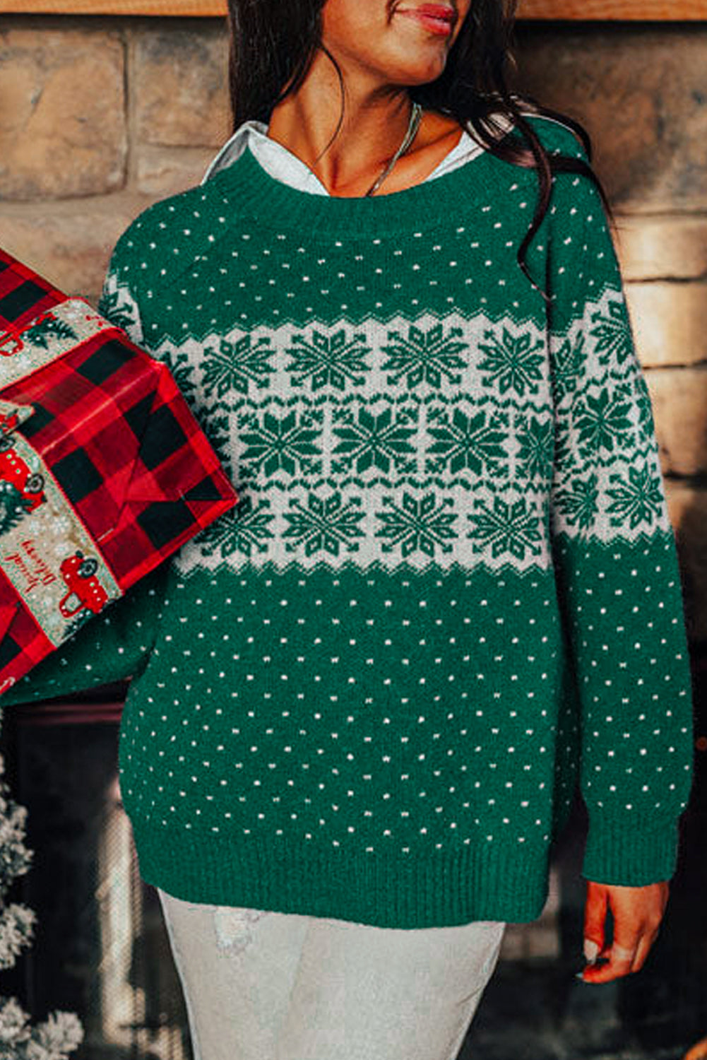 Festive Snowflake Christmas Sweater Holiday Jumper Sweaters | Chuzko.com