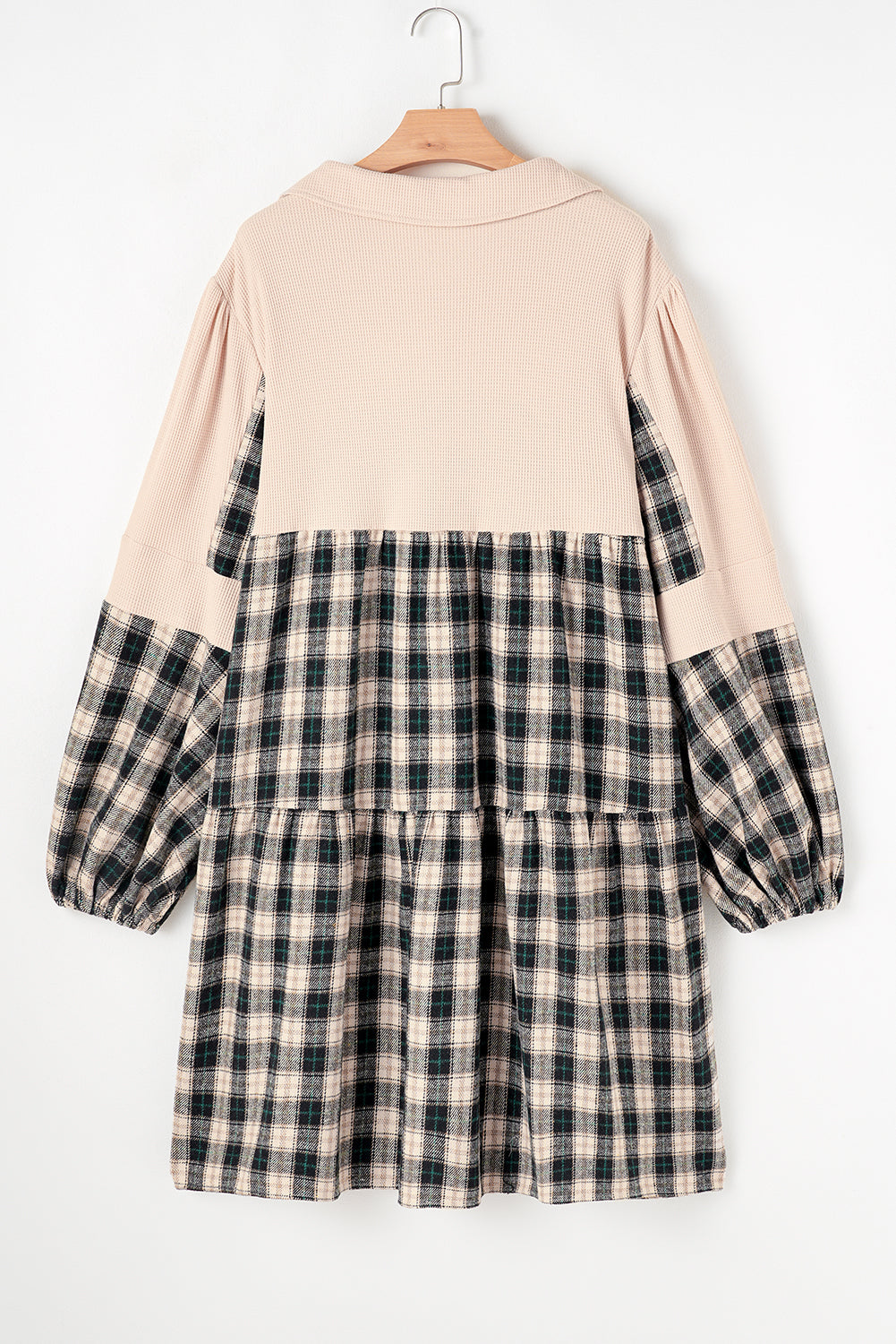 Casual Plus Size Waffle Knit Plaid Mini Dress Plus Size Mini | Chuzko.com