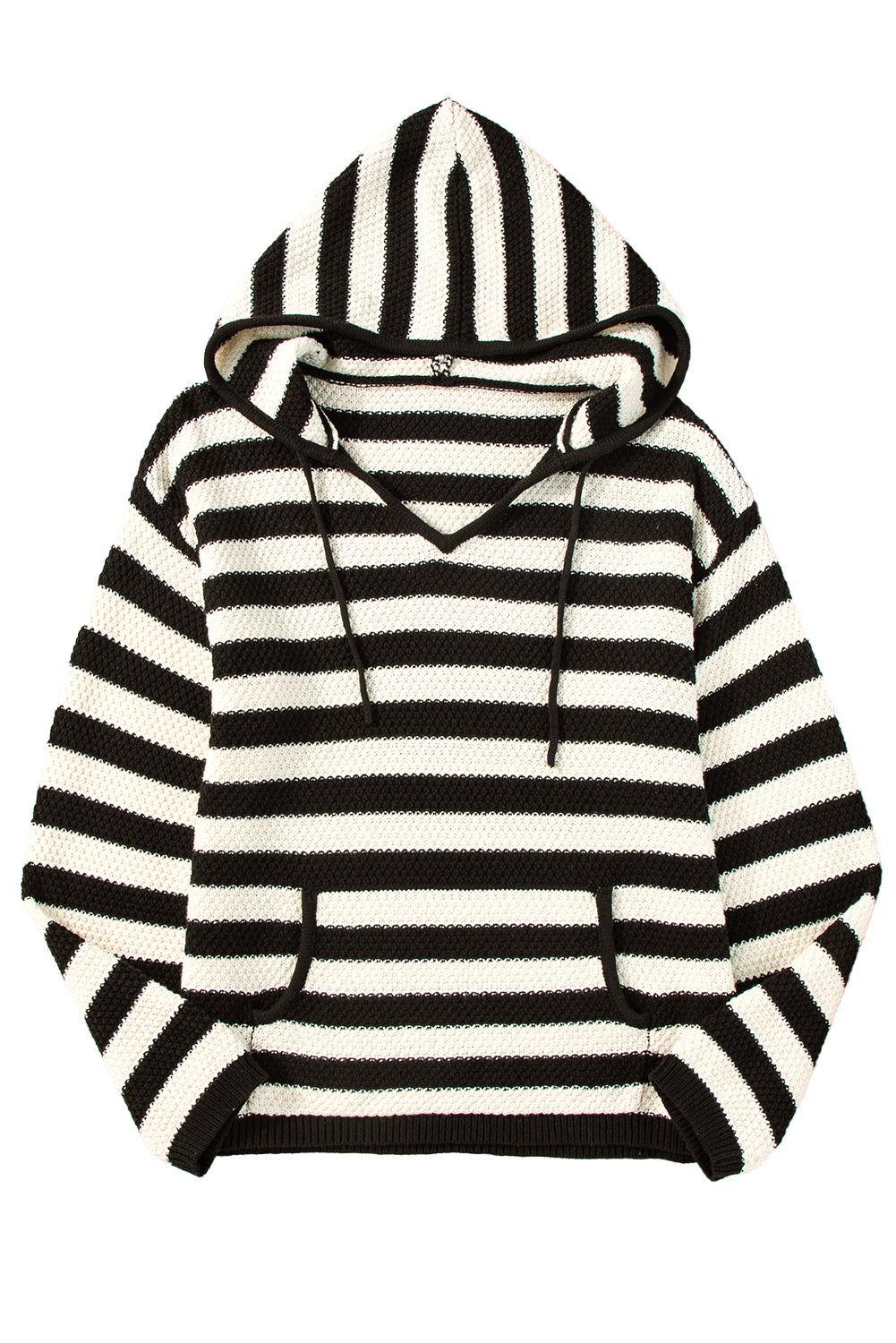 Stripe Hooded Knit Sweater Pocketed Jumper Sweaters | Chuzko.com