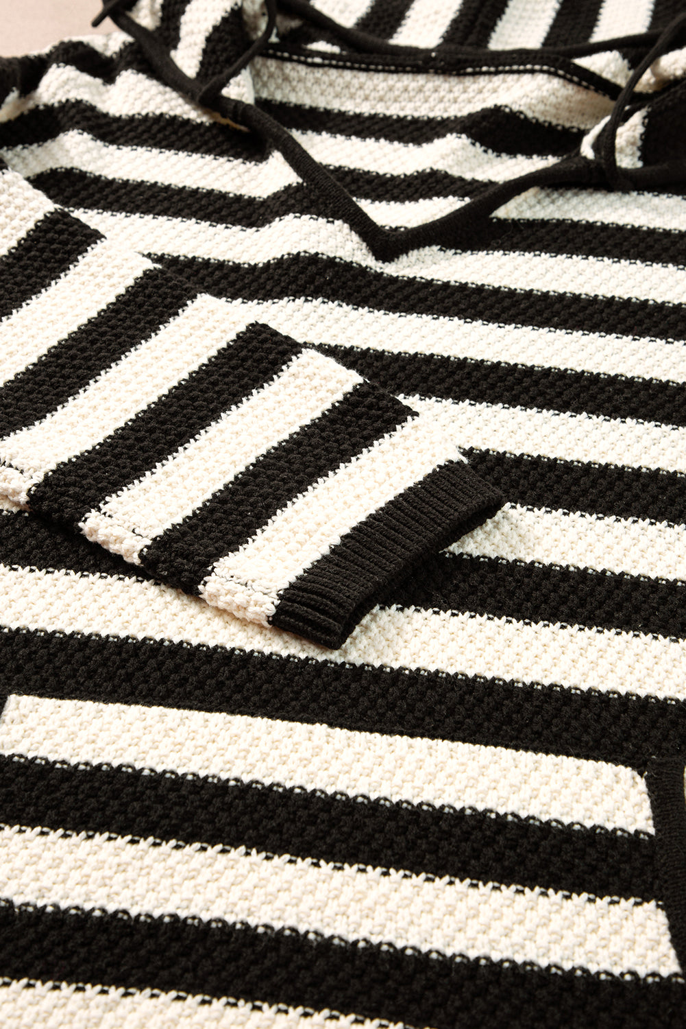 Stripe Hooded Knit Sweater Pocketed Jumper Sweaters | Chuzko.com