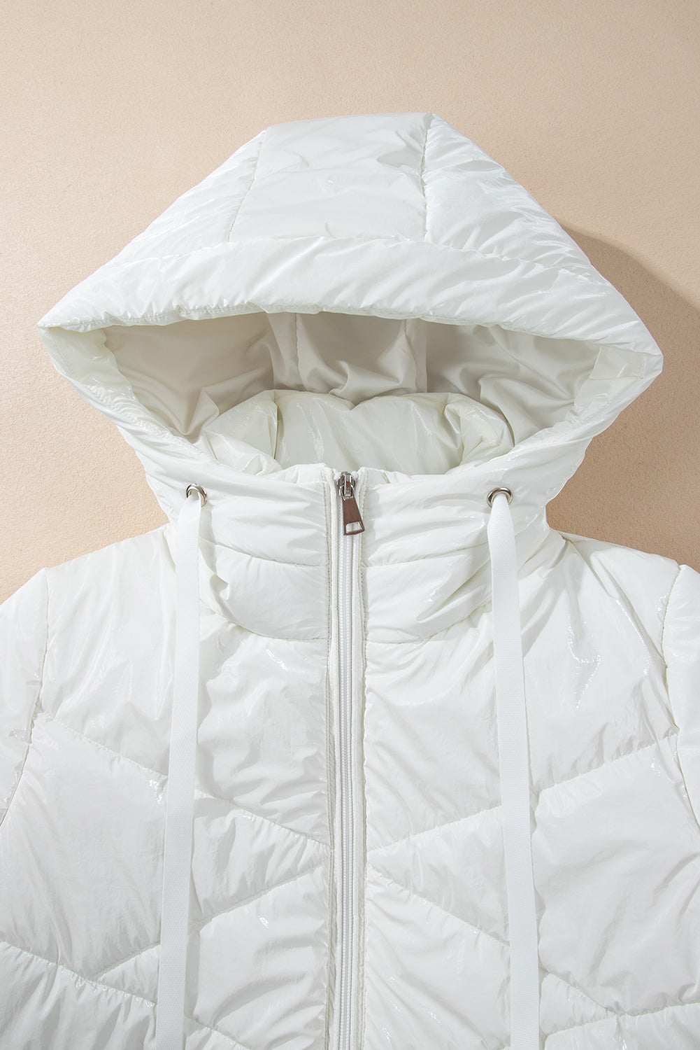 Hooded Puffer Zip-Up Jacket Hip-Length Coat Jackets | Chuzko.com