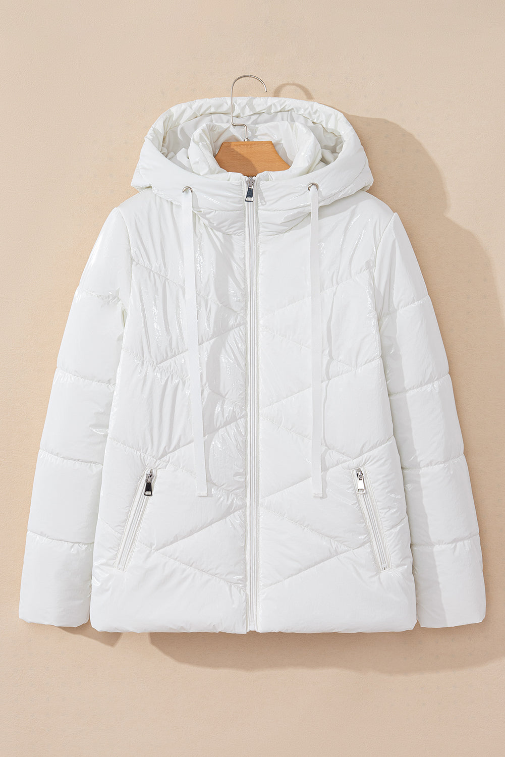 Hooded Puffer Zip-Up Jacket Hip-Length Coat Jackets | Chuzko.com