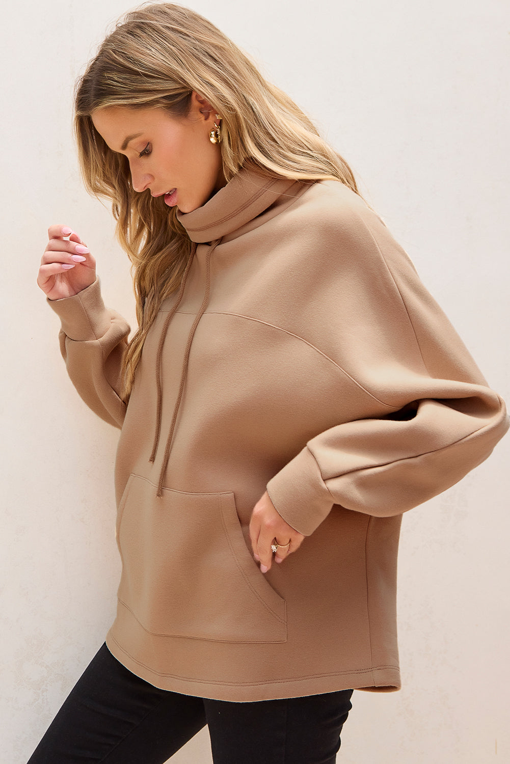 Dolman Sleeve Sweatshirt Drawstring Turtleneck Fall Pullover | Chuzko.com