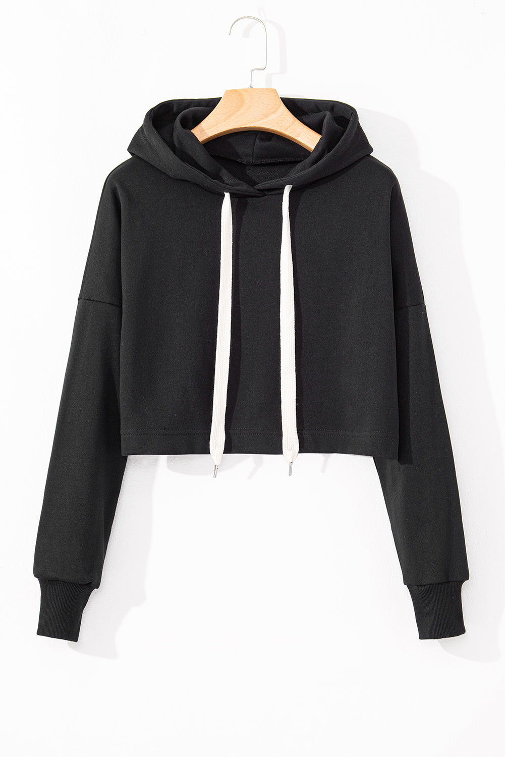 Cropped Hoodie with Drawstring Style Sweatshirts & Hoodies | Chuzko.com