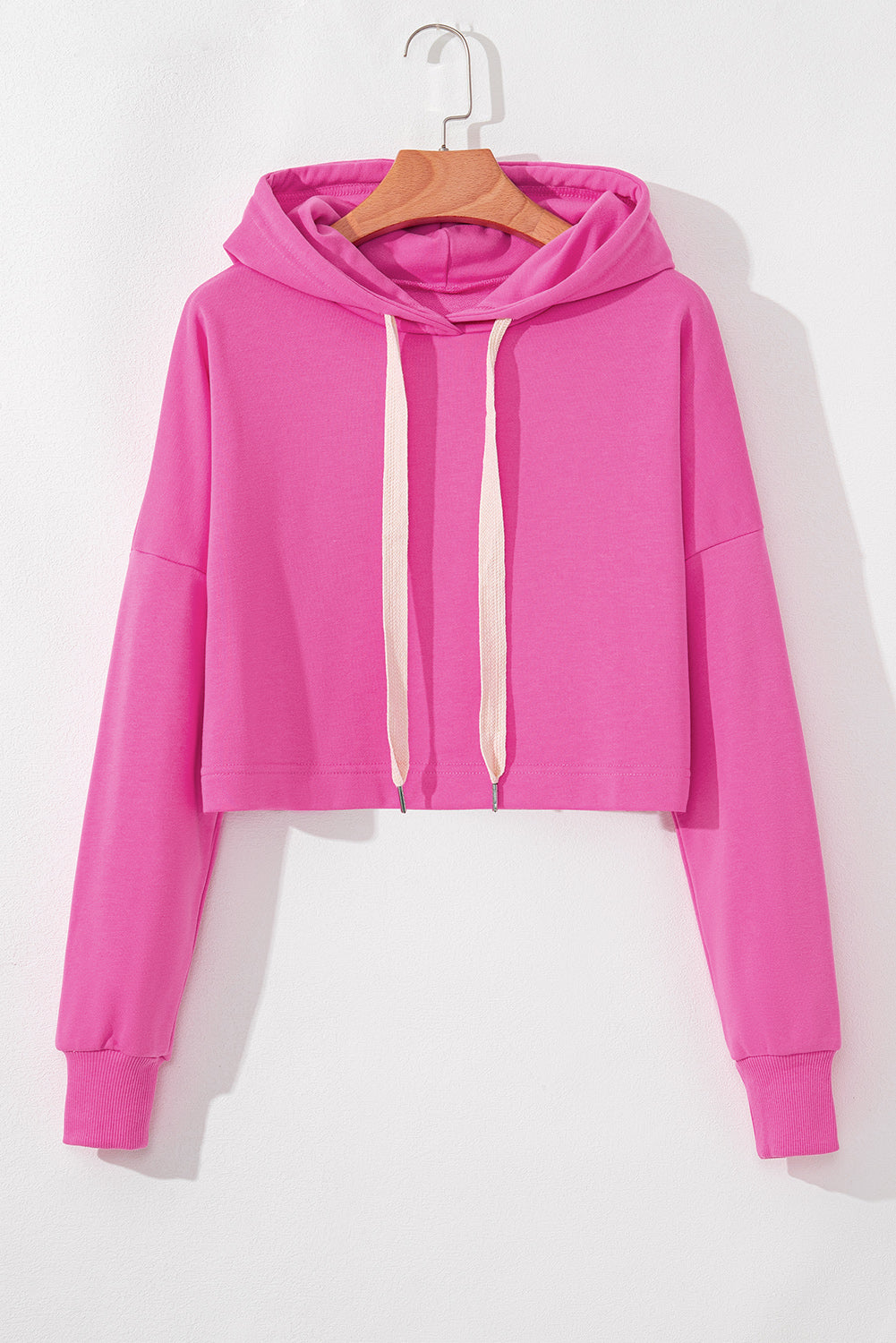 Cropped Hoodie with Drawstring Style Sweatshirts & Hoodies | Chuzko.com