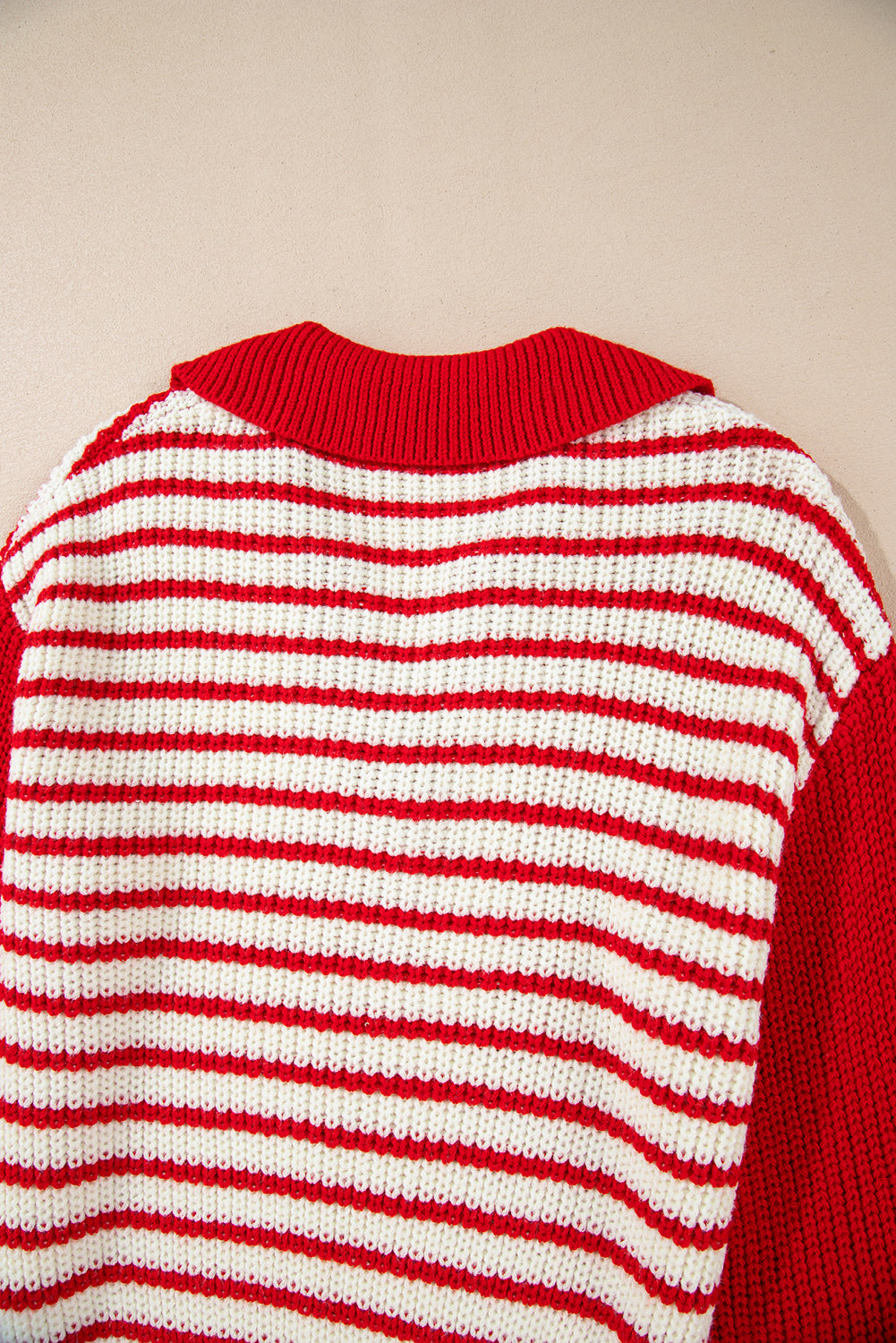 Striped V-Neck Lantern Sleeve Sweater Festive Jumper Sweaters | Chuzko.com