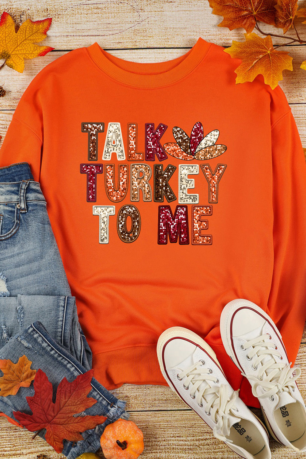 Talk Turkey To Me Thanksgiving Sweatshirt Holiday Pullover | Chuzko.com