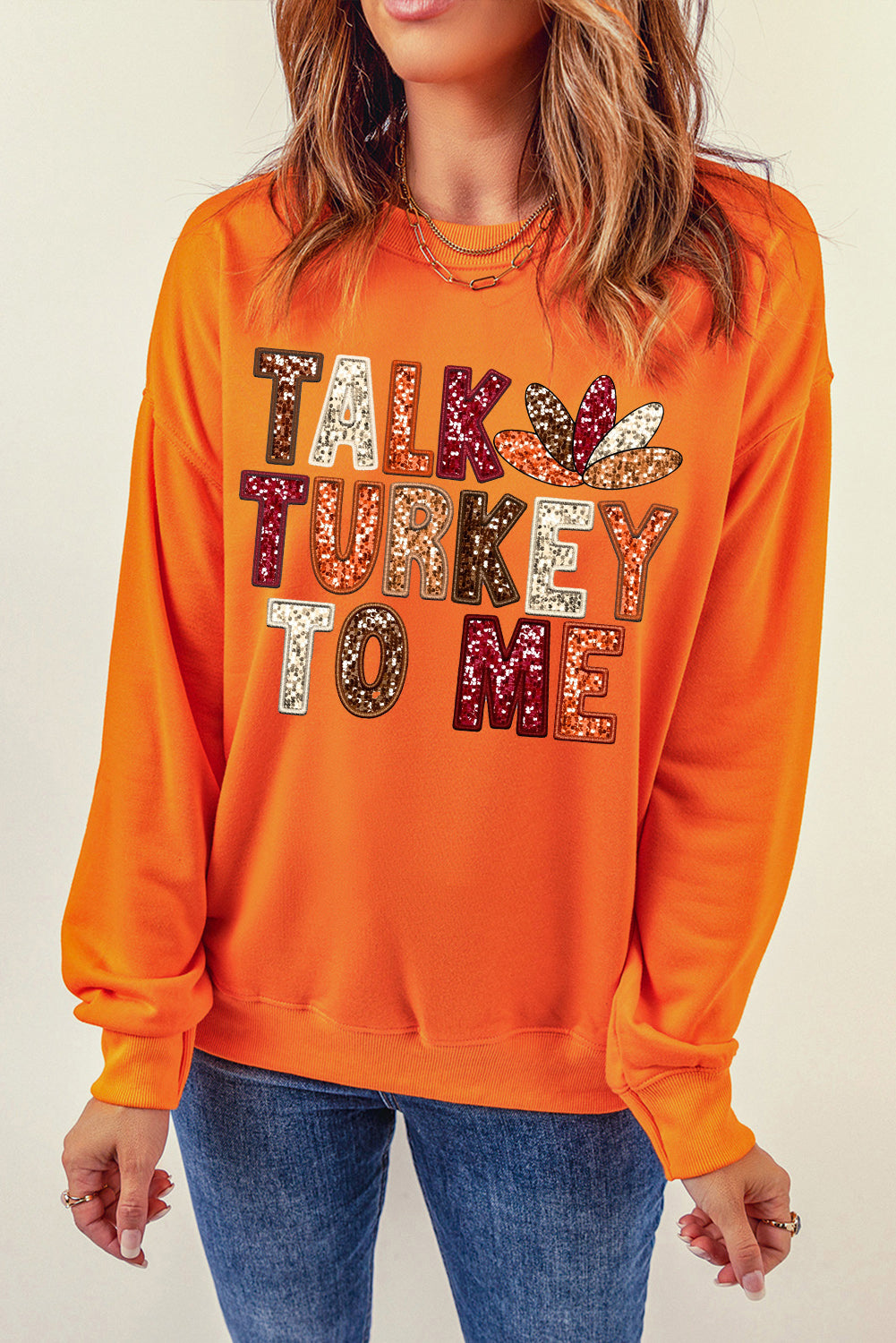 Talk Turkey To Me Thanksgiving Sweatshirt Holiday Pullover | Chuzko.com