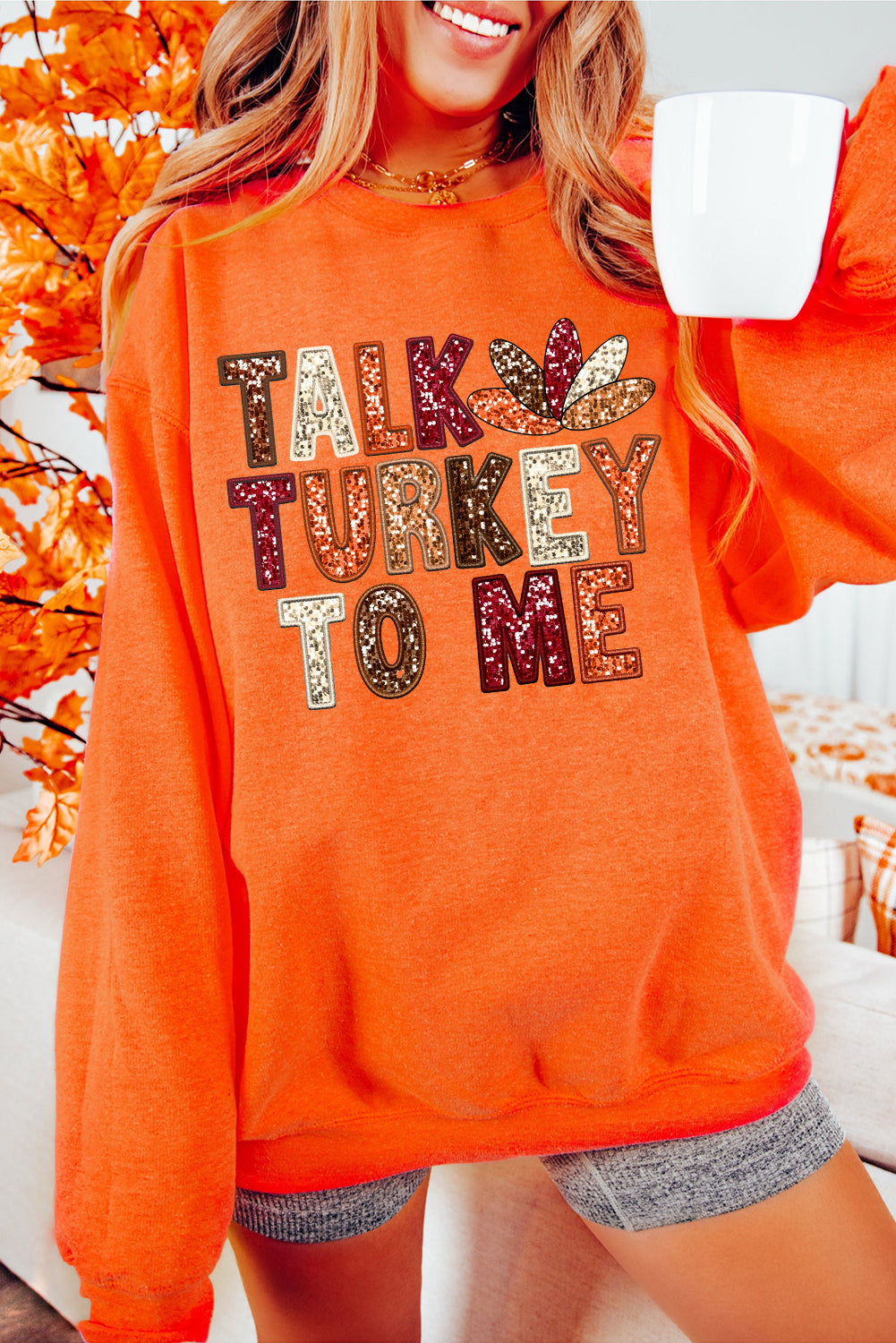 Talk Turkey To Me Thanksgiving Sweatshirt Holiday Pullover	