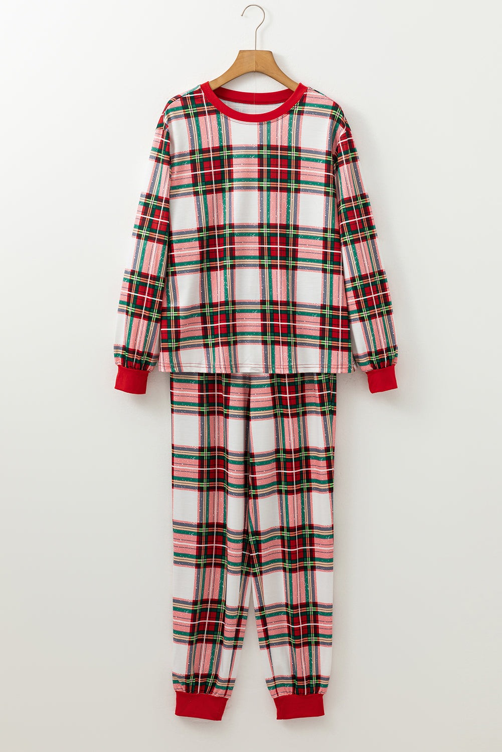 Festive Plaid Christmas Pajama Set Holiday Lounge Pants and Top | Chuzko.com